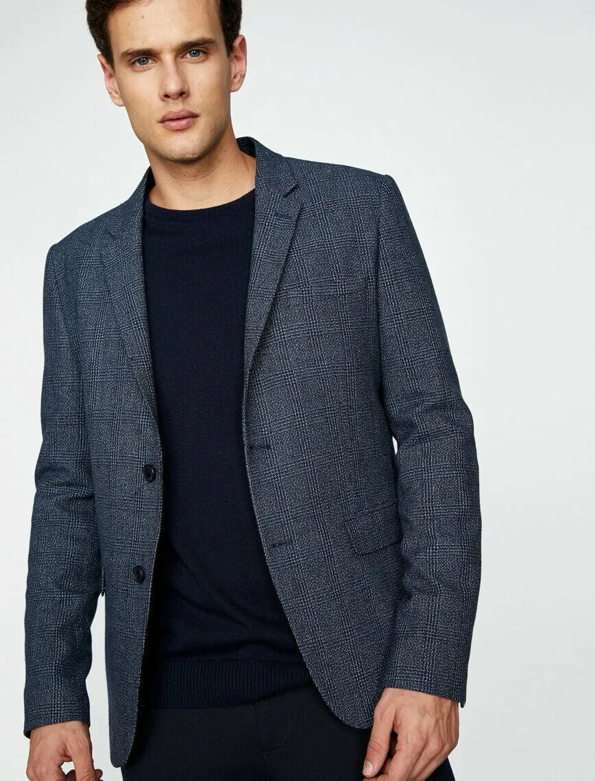 10806 Navy Blue Check Blazer