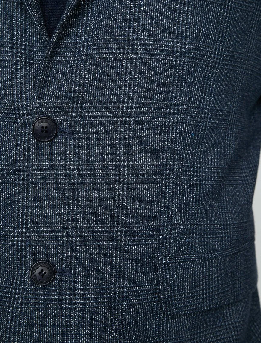 10806 Navy Blue Check Blazer