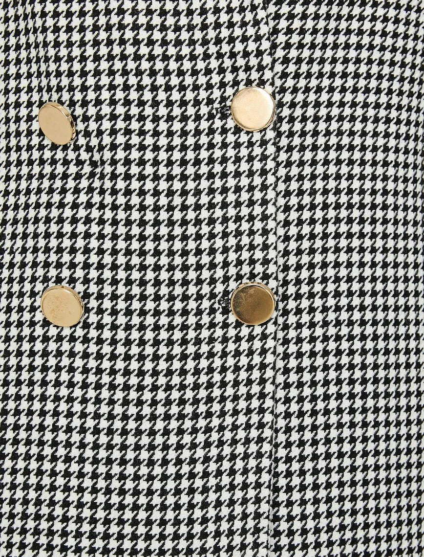 14920 Black-Ecru Gold Button Plaid Jacket