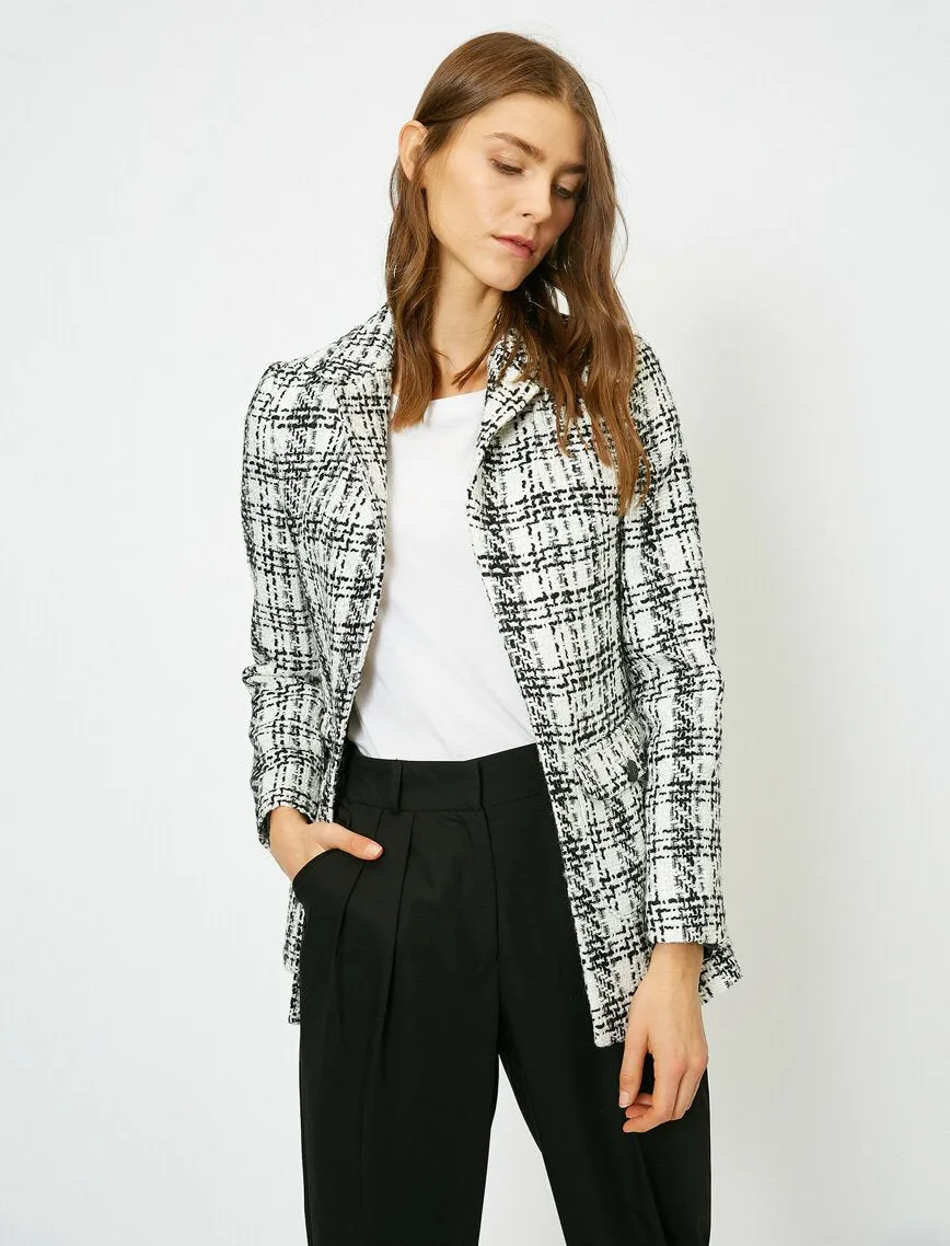 14941 Ecru-Black Check Jacket