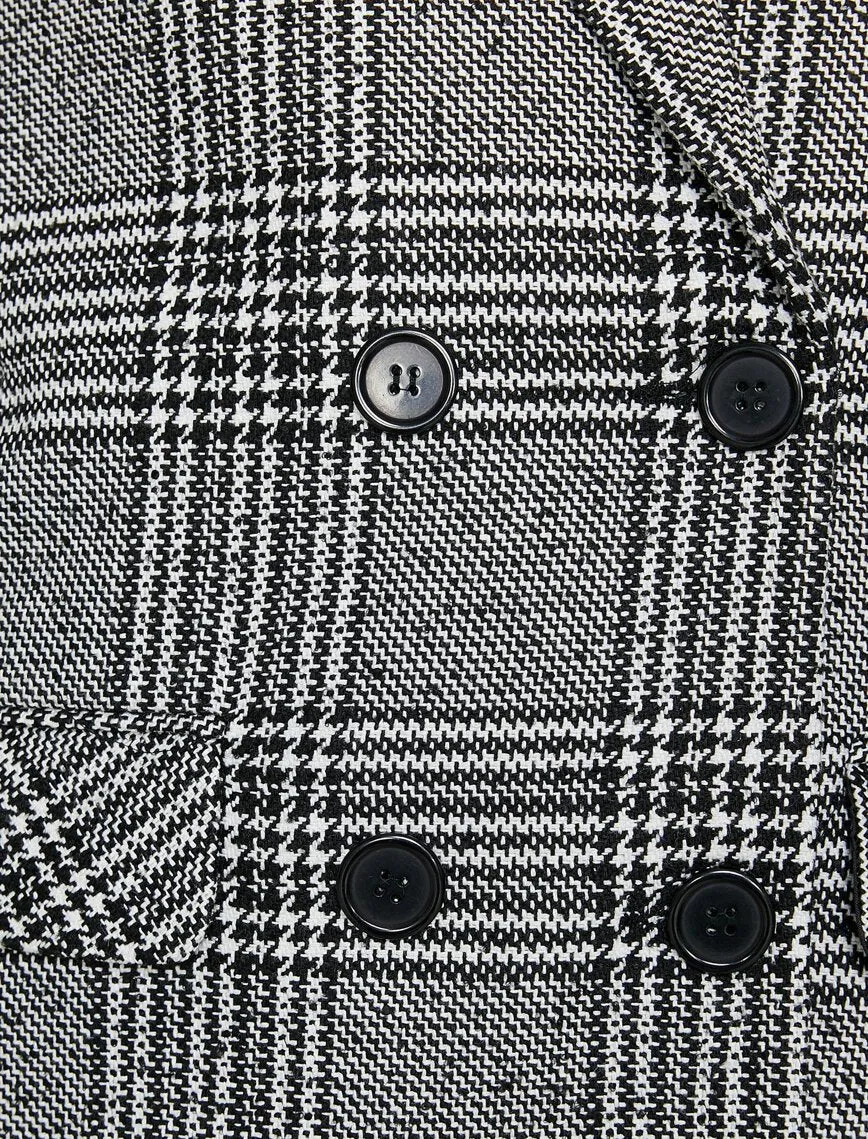 16506 Black Double-Breasted Check Jacket