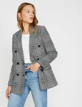 16506 Black Double-Breasted Check Jacket