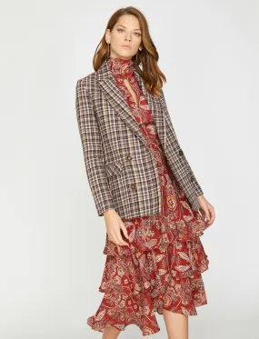 16533 Brown Double-Breasted Check Jacket