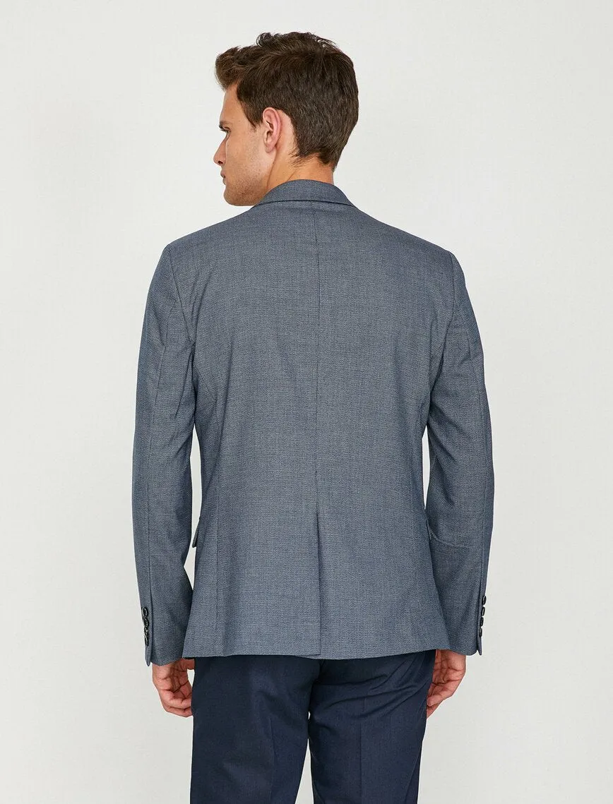 17538 Blue Pocket Detailed Blazer