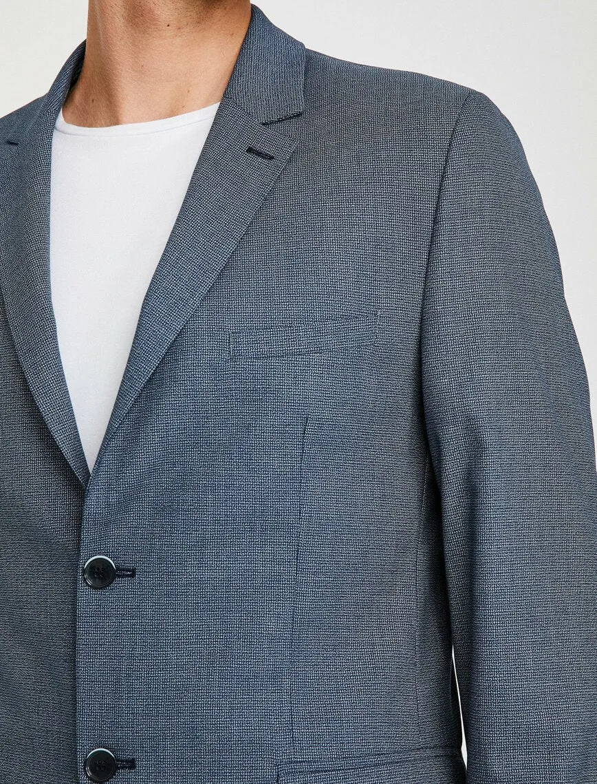 17538 Blue Pocket Detailed Blazer