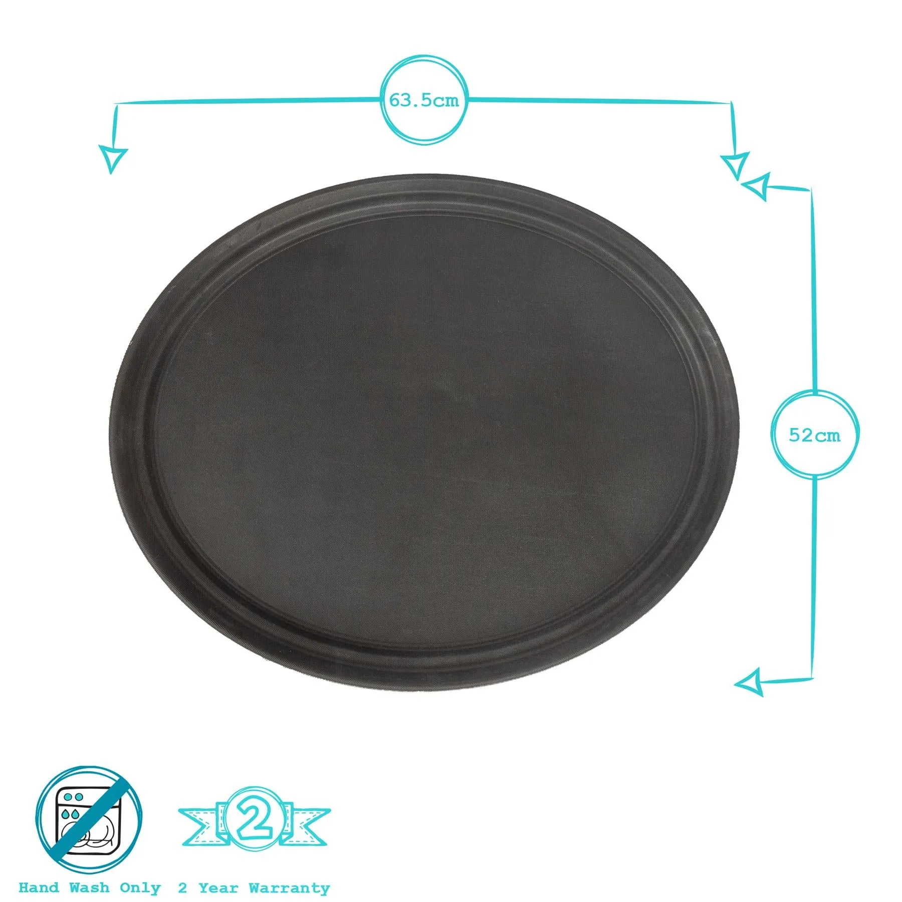 63cm Black Oval Non-Slip Serving Tray - By Argon Tableware