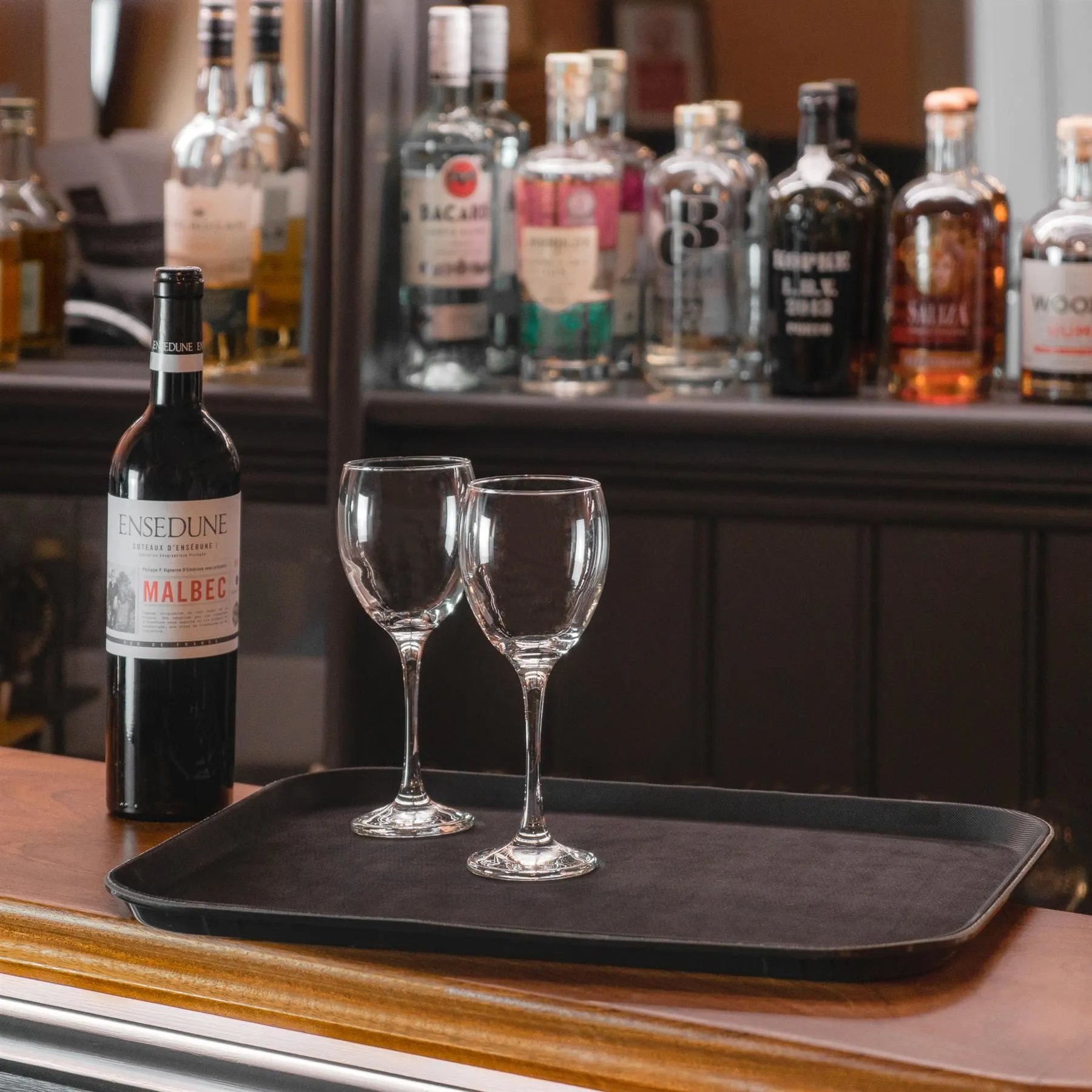 66cm x 45cm Black Rectangular Non-Slip Serving Tray - By Argon Tableware