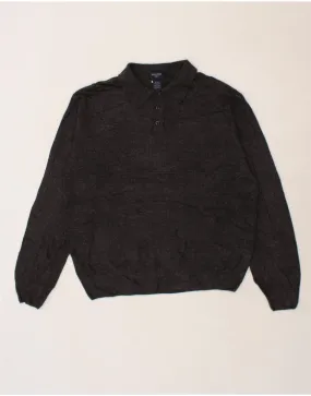 DOCKERS Mens Polo Neck Jumper Sweater XL Grey Striped Acrylic