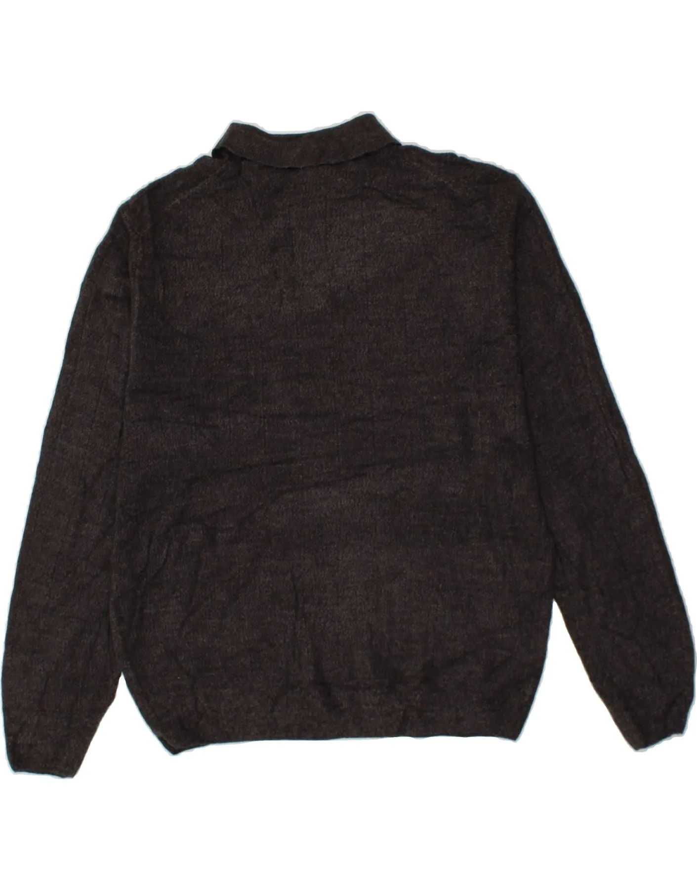 DOCKERS Mens Polo Neck Jumper Sweater XL Grey Striped Acrylic