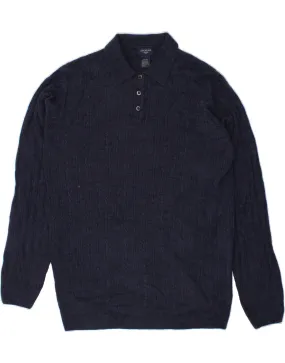 DOCKERS Mens Tall Polo Neck Jumper Sweater Large Navy Blue Acrylic