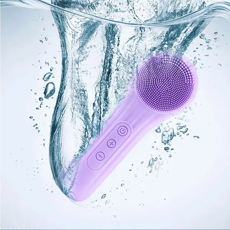 Facial Cleansing Brush, Electric Silicon Face Scrub Brush, IPX7 Waterproof 6 Intensities Deep Clean Heating Massage Removing Blackhead Gentle Exfoliation, Inductive Charging