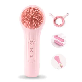 Facial Cleansing Brush, Electric Silicon Face Scrub Brush, IPX7 Waterproof 6 Intensities Deep Clean Heating Massage Removing Blackhead Gentle Exfoliation, Inductive Charging