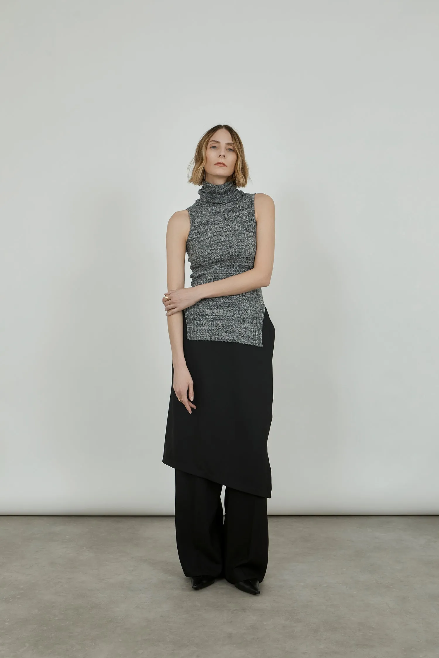 Fay turtleneck knit | Charcoal & off white - Egyptian cotton & cashmere blend