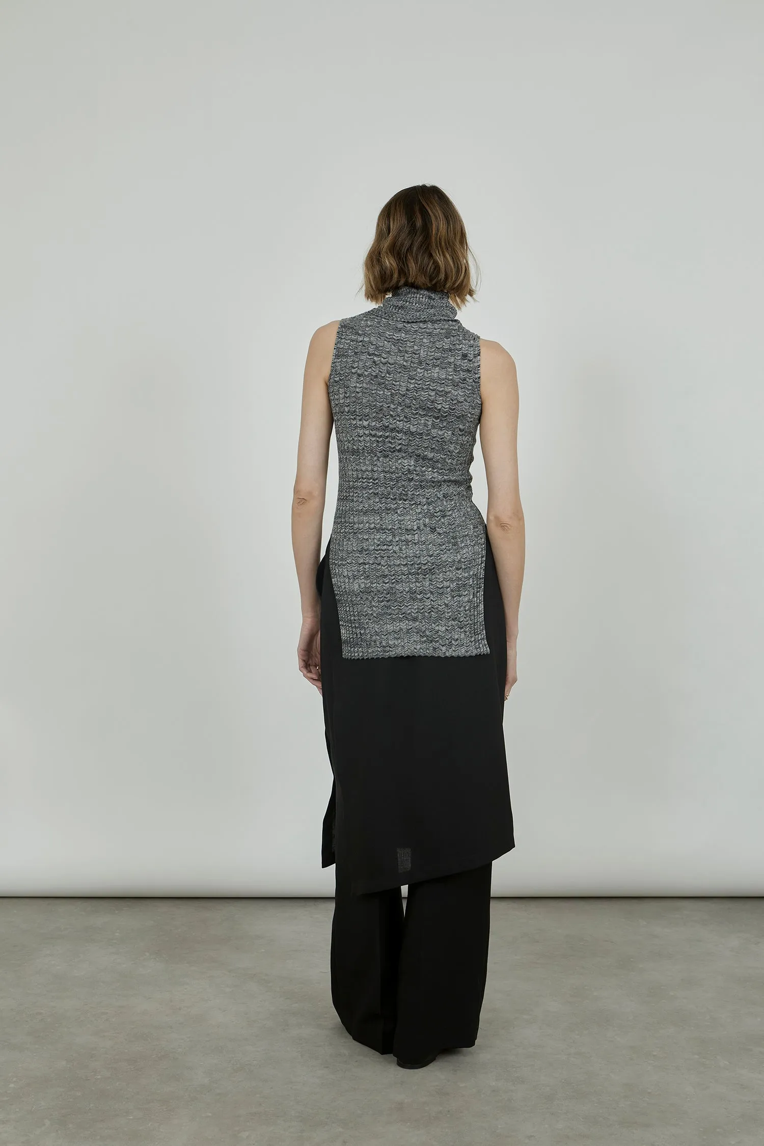 Fay turtleneck knit | Charcoal & off white - Egyptian cotton & cashmere blend