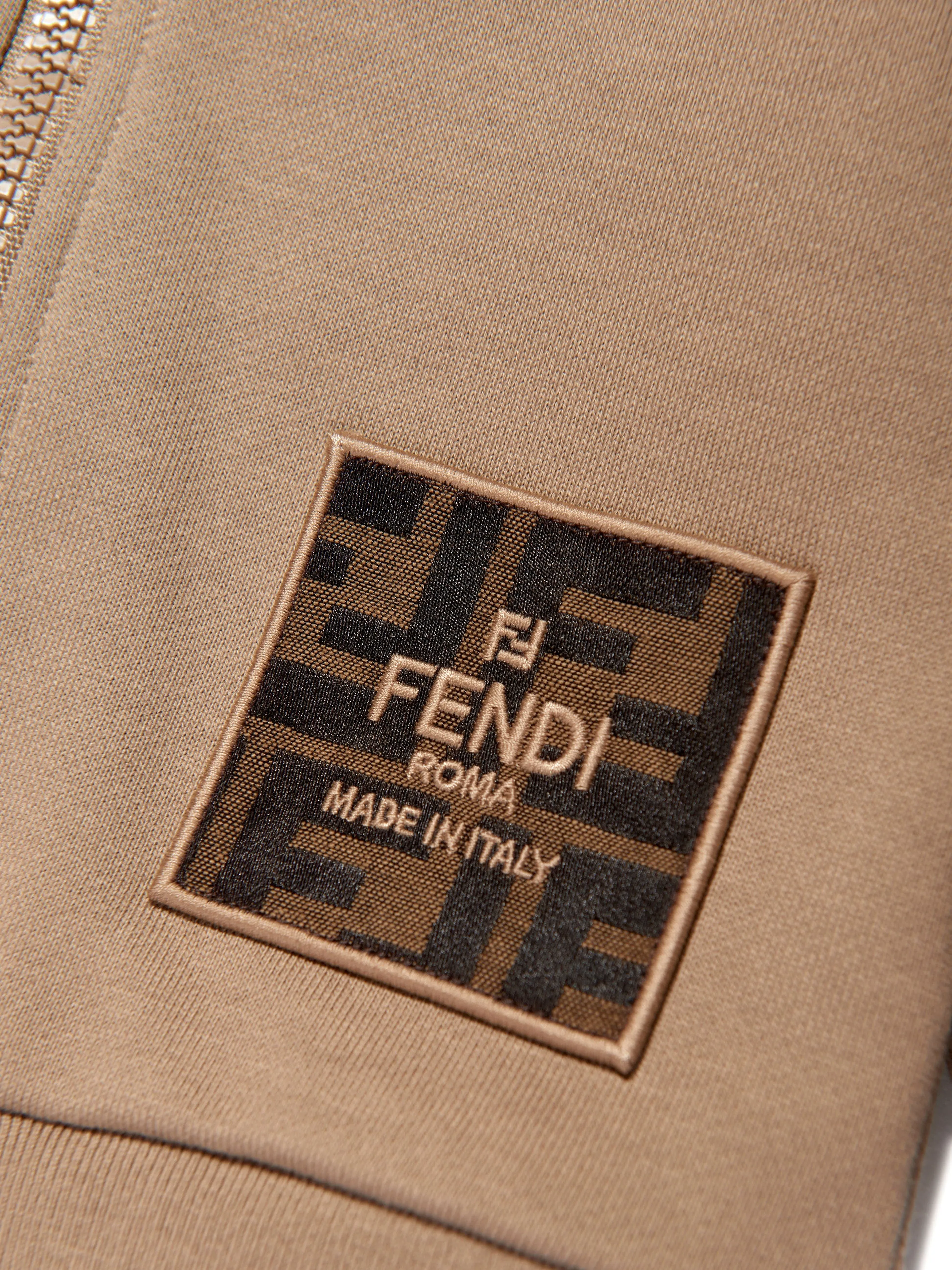 Fendi Baby Logo Patch Zip Up Top in Beige