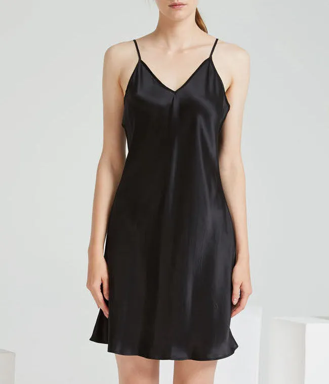 Kate Pure Silk Slip Dress | Black