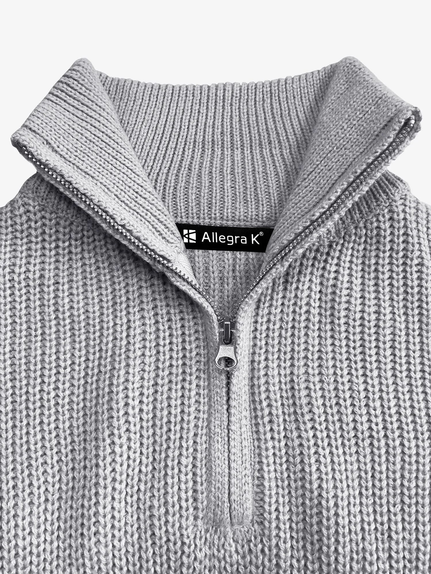 Polo Collar Zipper Long Sleeve Solid Color Casual Sweater