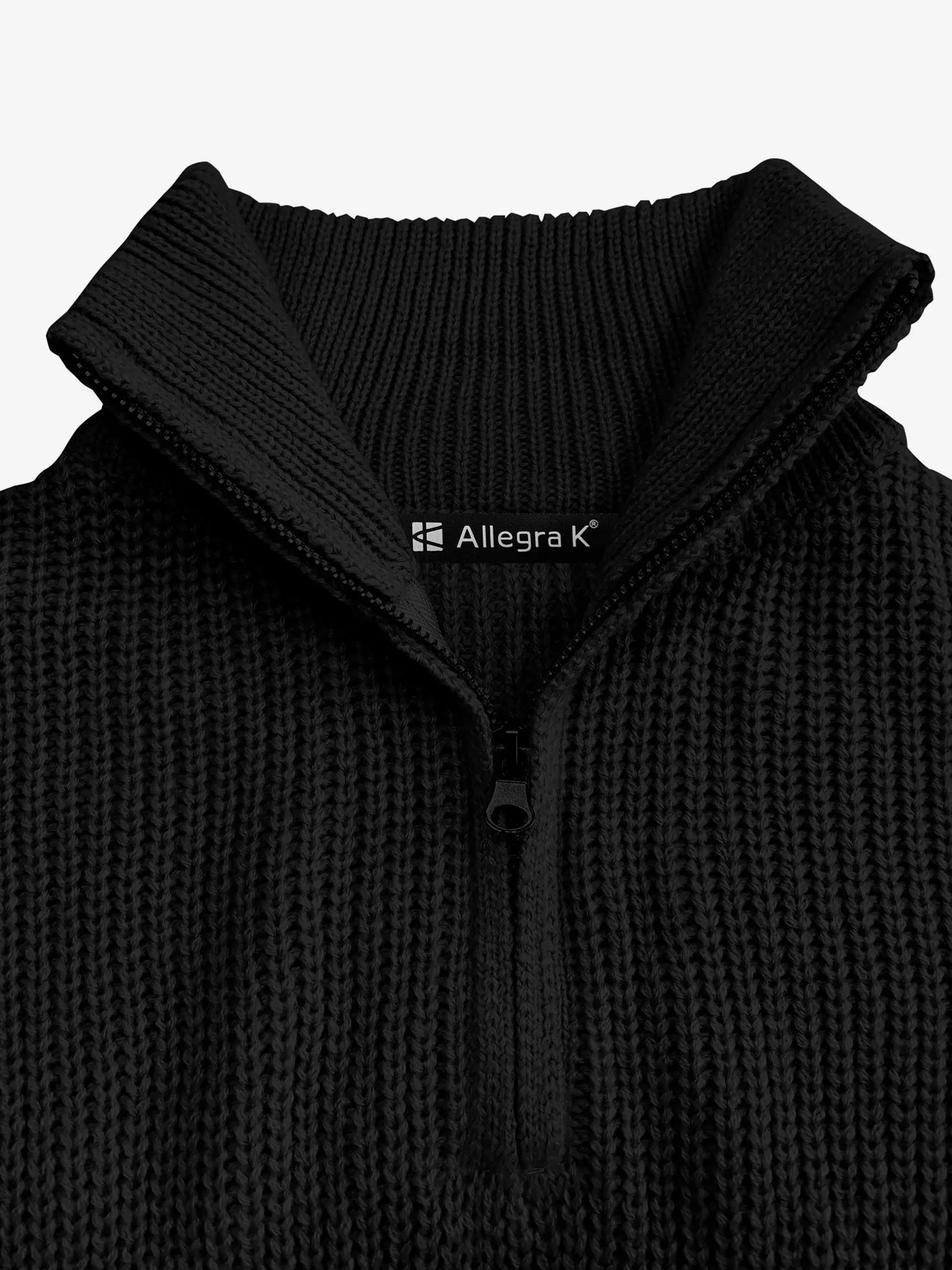 Polo Collar Zipper Long Sleeve Solid Color Casual Sweater