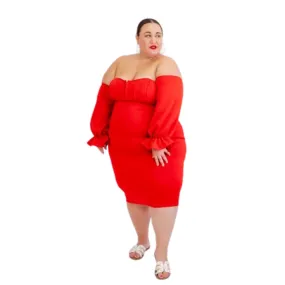 Red Off-The-Shoulder Bodycon Dress