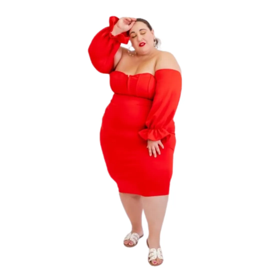 Red Off-The-Shoulder Bodycon Dress