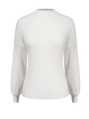 White 1970s Solid Half Turtleneck Sweater