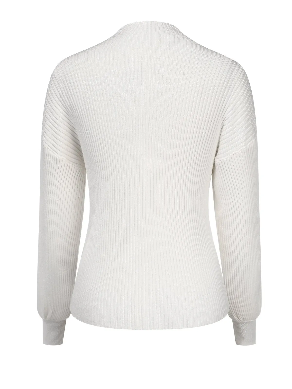 White 1970s Solid Half Turtleneck Sweater
