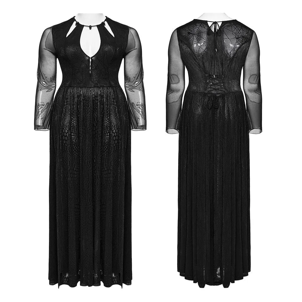 Women's Plus Size Gothic Plunging Side Slit Honeymoon Dress Wedding Dress