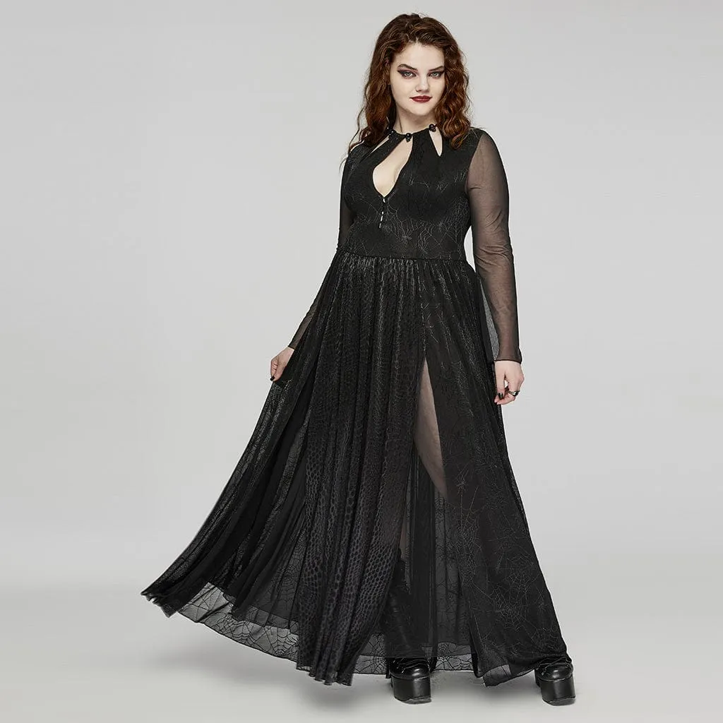 Women's Plus Size Gothic Plunging Side Slit Honeymoon Dress Wedding Dress