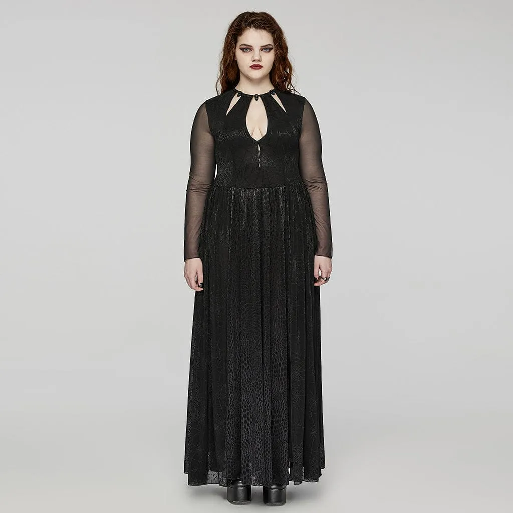 Women's Plus Size Gothic Plunging Side Slit Honeymoon Dress Wedding Dress
